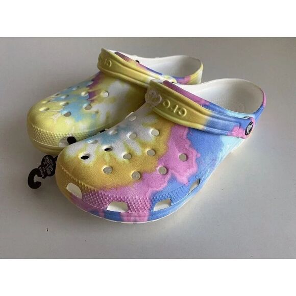 Crocs Unisex Classic Tie-Dye Pastel Graphic Clogs Men’s Sz 9 Women’s 11 NEW - Picture 1 of 10